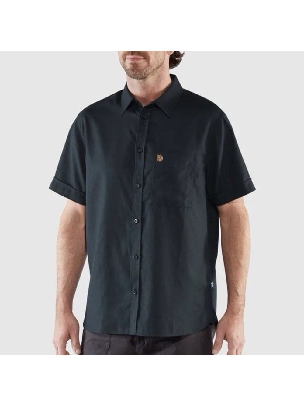 Fjallraven Dark Navy Ovik Short Sleeve Travel Shirt Button Down Hemp Men’s XXL
